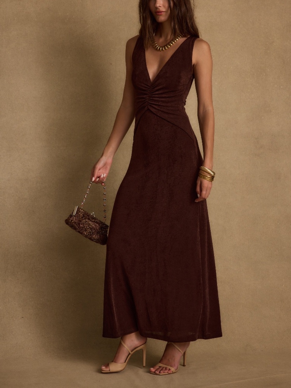 12th Tribe Reese Espresso Slinky Maxi Dress Size M PRE-ORDER EARLY AUG 2026M PRE